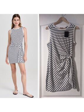 ATM Anthony Thomas Melillo | Classic Jersey Stripe Sleeveless Twist Dress